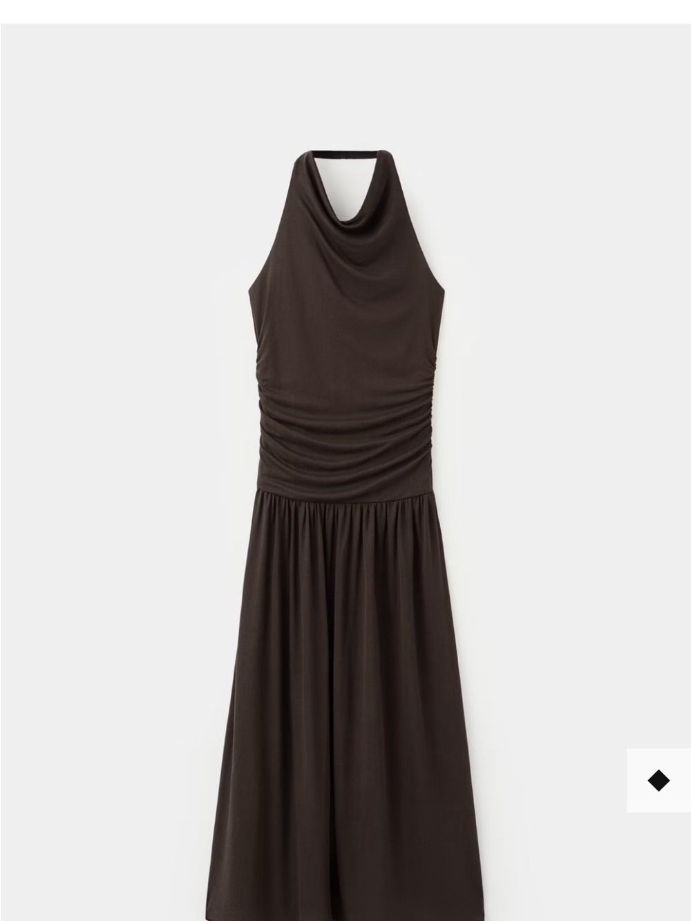 Mango Brown Halter Cowl Neck Maxi Dress